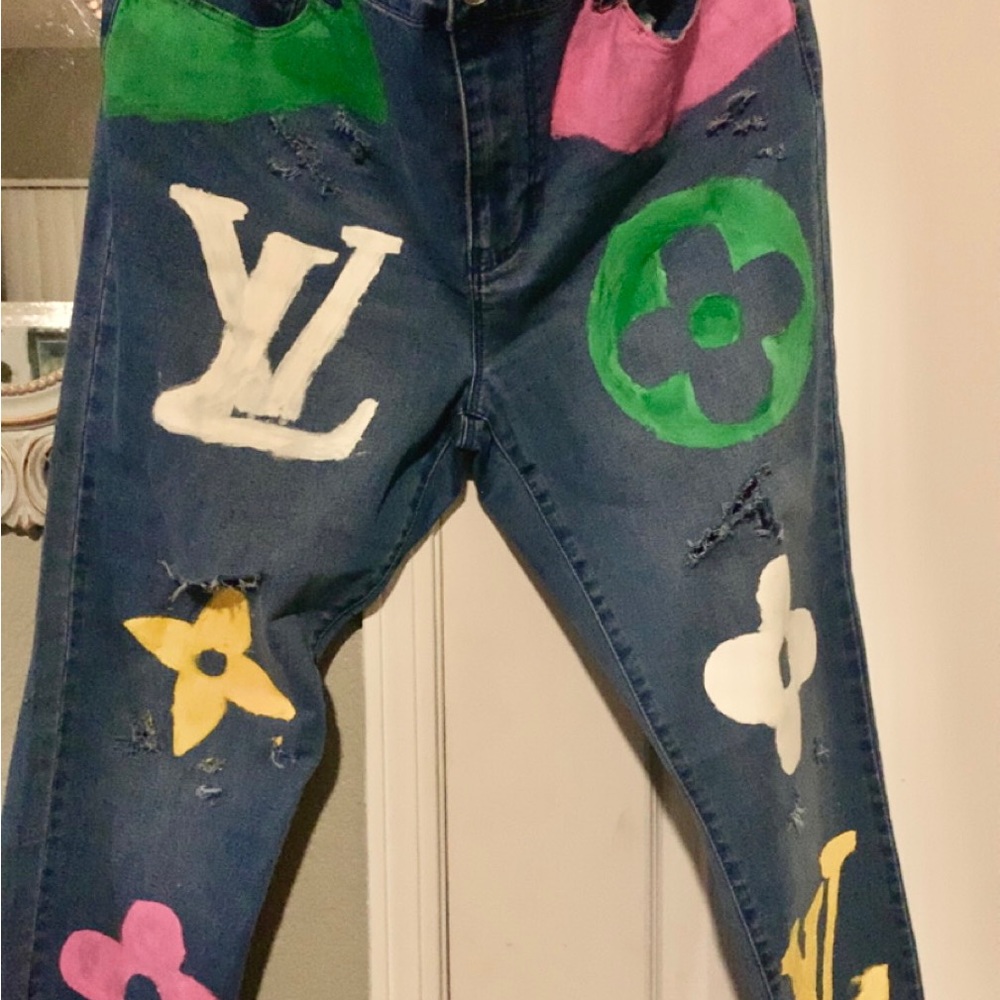 Custom LV Hand Painted Jeans